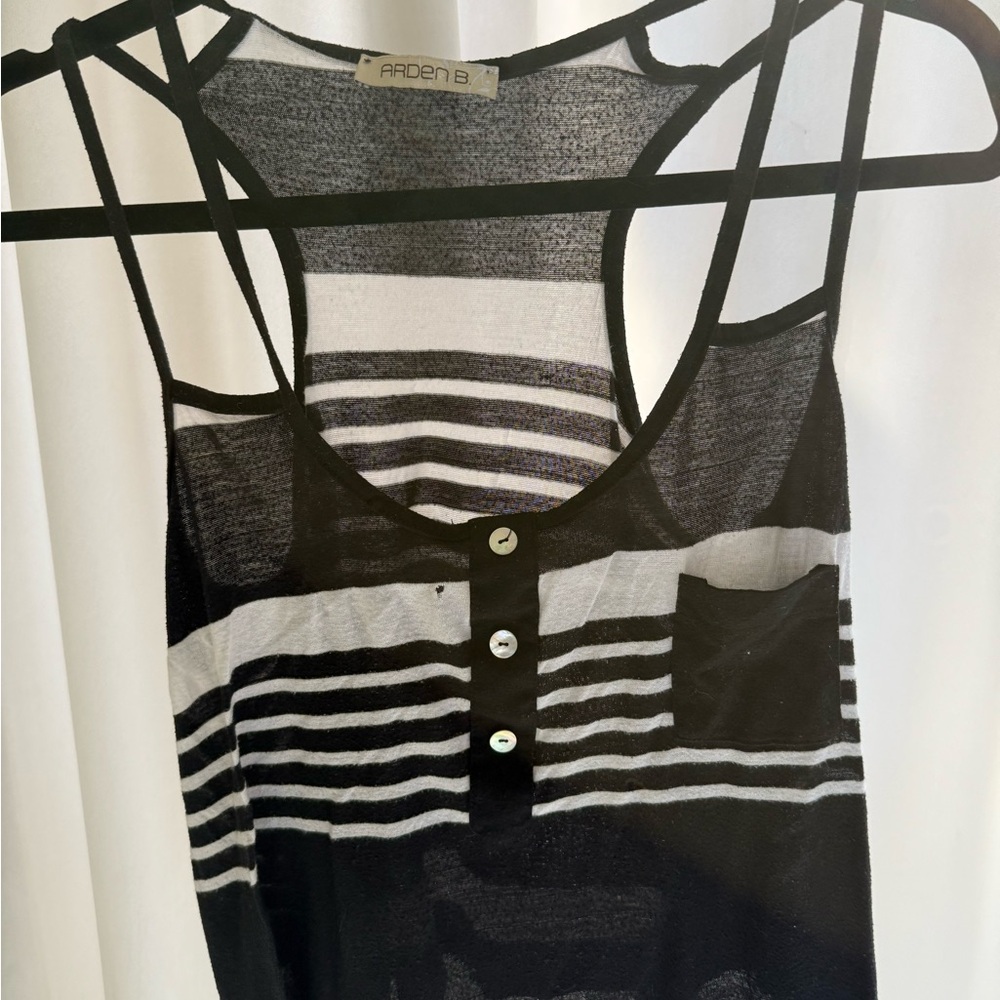 Arden B Monochrome Striped Sleeveless Top